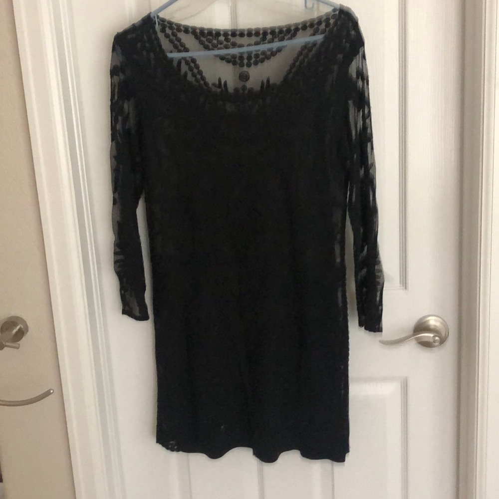 Long sleeve black lace dress